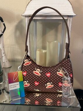 Paul Frank Brown Julius Print Polka Dot Shoulder Bag